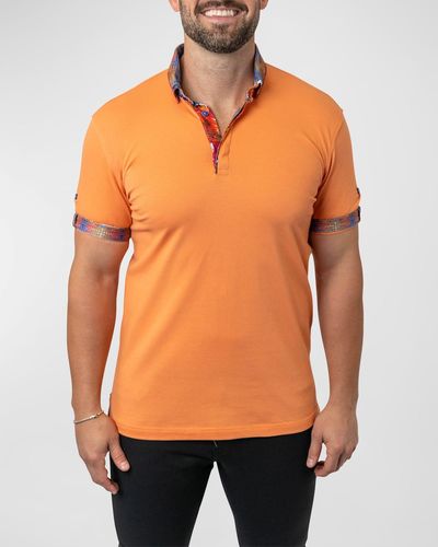 Maceoo Mozart Contrast-Trim Polo Shirt - Orange