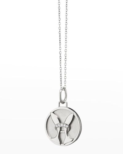 Monica Rich Kosann Sterling Pisces Zodiac Charm Necklace With Sapphires - Metallic