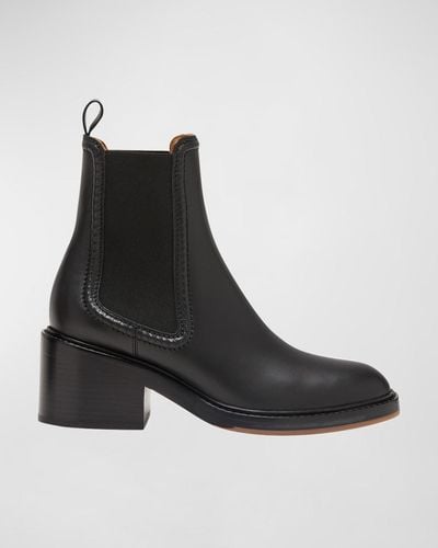 Chloé Mallo Leather Ankle Chelsea Boots - Black