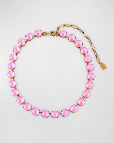 Elizabeth Cole 24K-Plated Colette Crystal Necklace - Pink