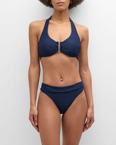 Heidi Klein Core Textured U-Bar Bikini Top (D-G Cup) - Blue