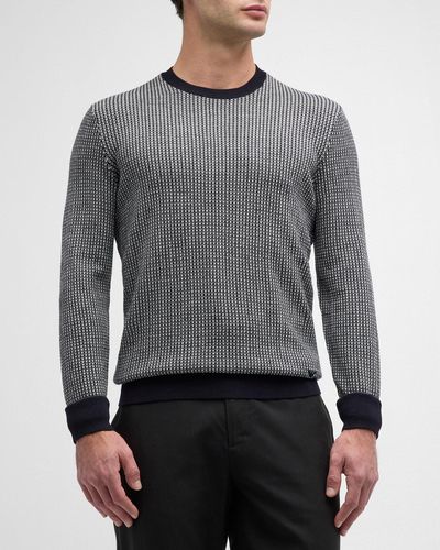 Emporio Armani Wool-Knit Crewneck Sweater - Gray