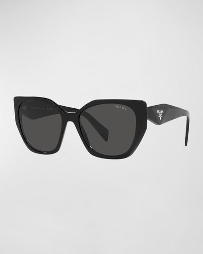 Prada Geometric Square Acetate Sunglasses - Black
