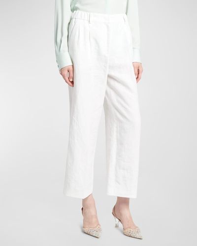 Giorgio Armani Linen Straight-Leg Pants - White
