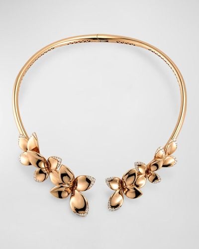 Pasquale Bruni 18k Rose Gold Diamond Flower Necklace - Metallic