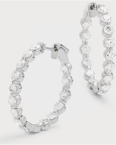 Neiman Marcus 18k White Gold 30 Round Gh/si1 Diamond Hoop Earrings, 1"l - Multicolor