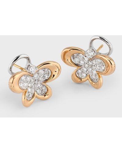Staurino 18k Rose Gold Diamond Butterfly Earrings - White