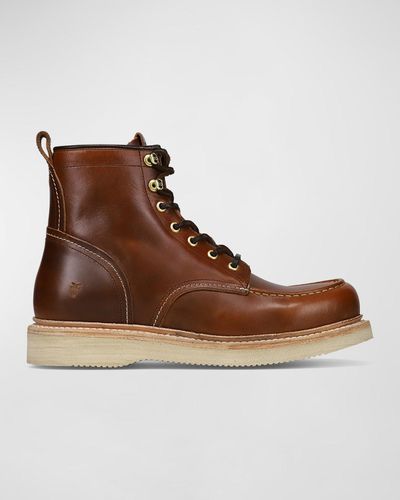 Frye Hudson Leather Lace-Up Work Boots - Brown