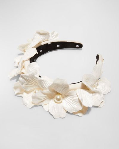 Lele Sadoughi Magnolia Applique Velvet Headband - Natural