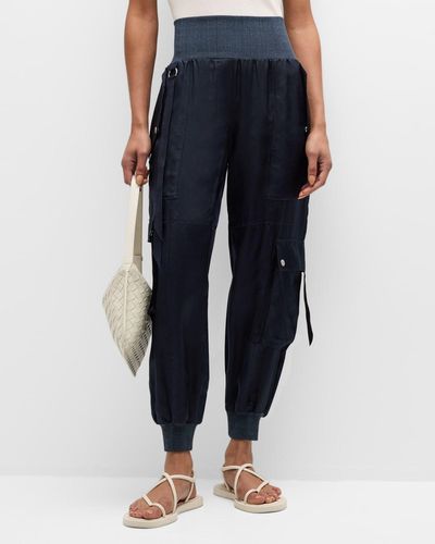 Cinq À Sept Genevive Satin Cargo Jogger Pants - Blue