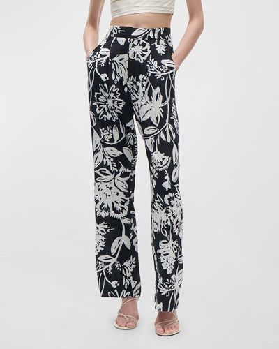 Figue Hadley High-rise Floral-print Pleated Straight-leg Pants - Multicolor