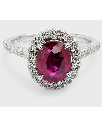 Alexander Laut 18k White Gold Diamond And Ruby Solitaire Ring, Size 6.25 - Pink