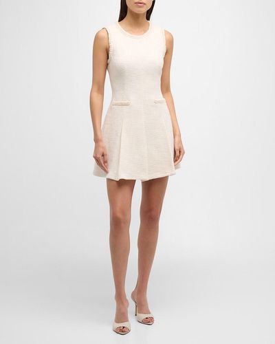 Cinq À Sept Nova Faux Pearl Sleeveless Tweed Mini Dress - White