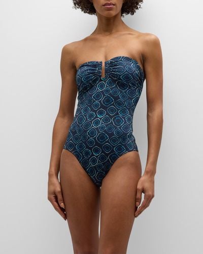 Ulla Johnson Monterey Bandeau One-Piece Swimsuit - Blue
