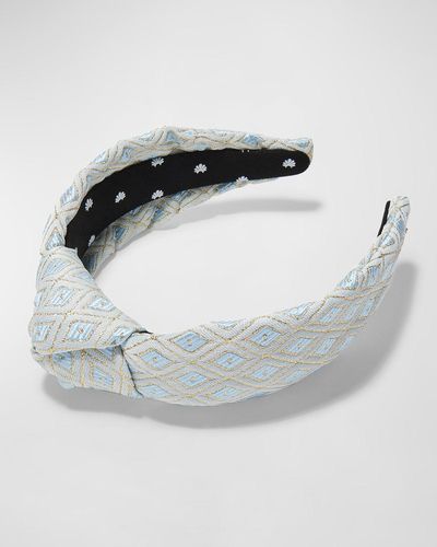 Lele Sadoughi Metallic Diamond Knotted Headband - Gray