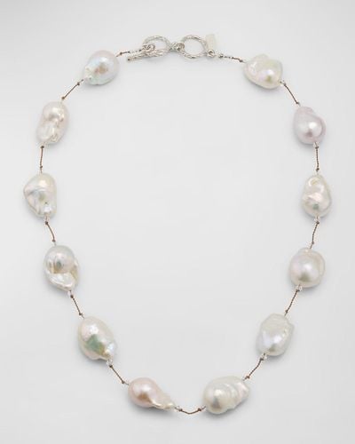 Margo Morrison Baroque Pearl Necklace With Sterling - White
