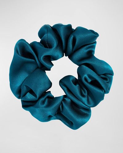L. Erickson Silky Charmeuse Medium Pony Scrunchie - Blue