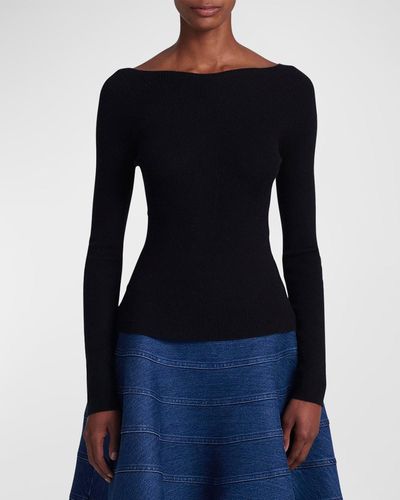 Altuzarra Lee Boat-Neck Long-Sleeve Cashmere Sweater - Blue