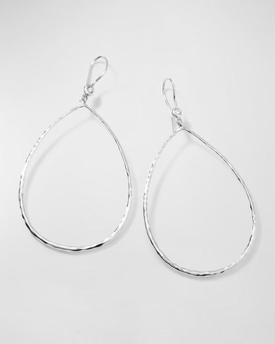 Ippolita Hammered Teardrop Earrings In Sterling Silver With Diamonds - White