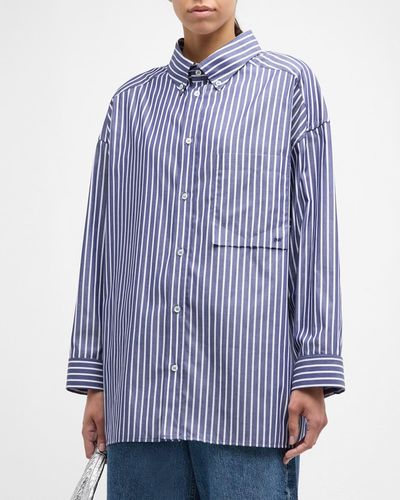 DARKPARK Long Stripe Oversized Shirt - Blue