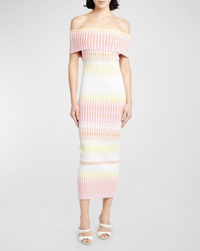 Missoni Off-The-Shoulder Rib Midi Dress - Multicolor