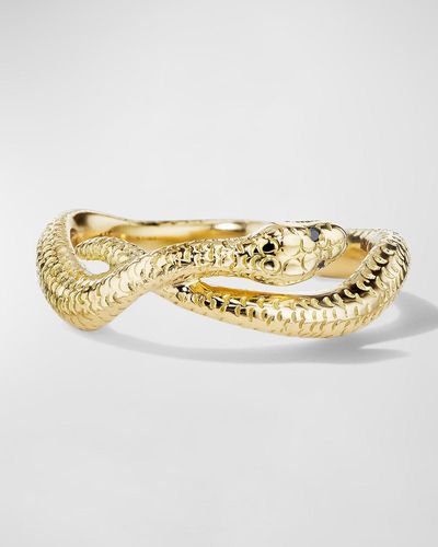 Mimi So 18K Wonderland Diamond Eye Snake Ring, Size 7 - Metallic