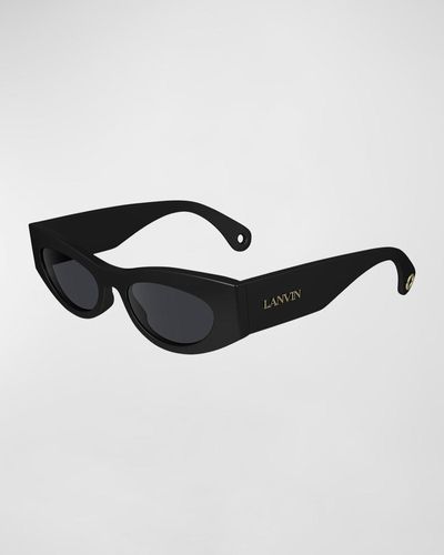 Lanvin Signature Acetate Cat-Eye Sunglasses - Black