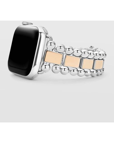 Lagos Smart Caviar Two-Tone Stainless Steel And 18K Rose Apple Watch Bracelet, 38-44Mm - White