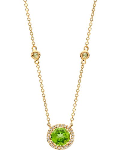 Kiki McDonough Grace 18k Gold Peridot Diamond Pendant Necklace - Metallic