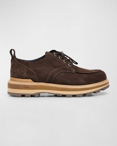 Moncler Peka City Suede Derby Shoes - Brown