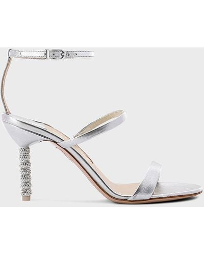 Sophia Webster Rosalind Metallic Crystal-Heel Sandals - White