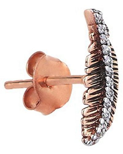 Kismet by Milka 14k Rose Gold Diamond Feather Stud Earring (single) - Pink