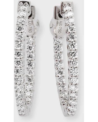 Neiman Marcus 18k White Gold Diamond Hoop Earrings