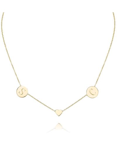 Sarah Chloe Cara Solid 14K Heart & Disc Pendant Necklace - Metallic