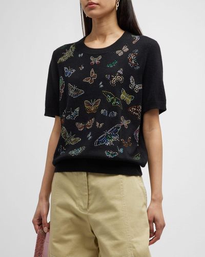 Libertine Millions Of Butterflies Cashmere Sweater With Crystal Detail - Black