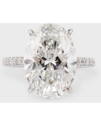 Neiman Marcus 18K Oval Lab Grown Diamond Ring, Size 7 - White