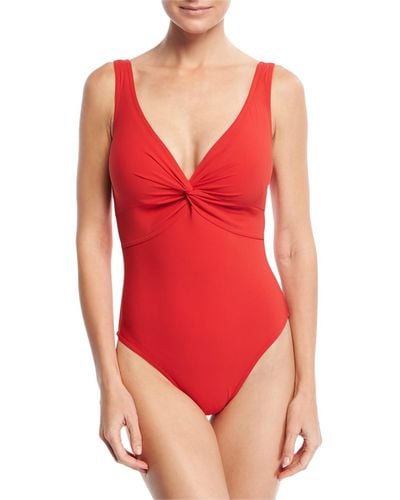 Karla Colletto Twist Underwire One-Piece Swimsuit (D+ Cup) - Red