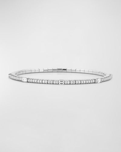 EXTENSIBLE 18K Multi Diamond Stretch Tennis Bracelet, Size 6.5"L - Metallic