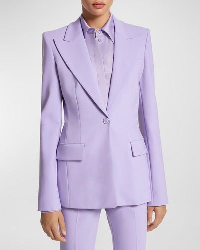 Michael Kors Georgina One-button Virgin Wool Blend Blazer - Purple