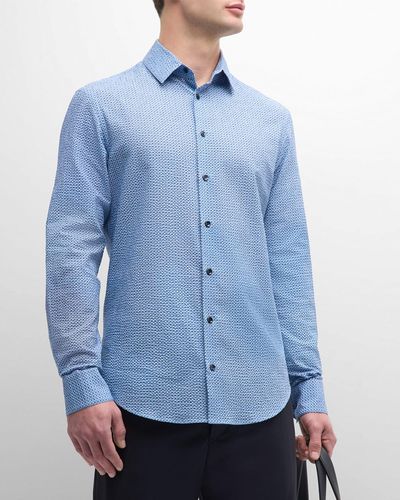 Giorgio Armani Geo-Print Sport Shirt - Blue