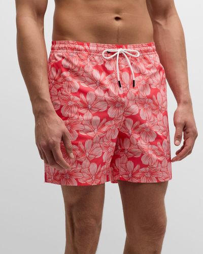 Swims Tropicale Hibiscus-Print Swim Shorts - Red