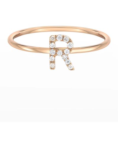 Zoe Lev Personalized Diamond Initial Ring - White
