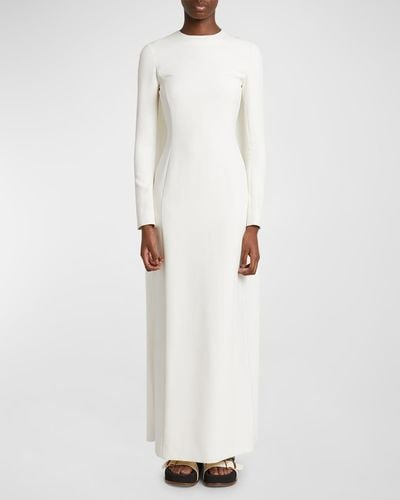 Gabriela Hearst Carlota Long-Sleeve Cape Gown - White