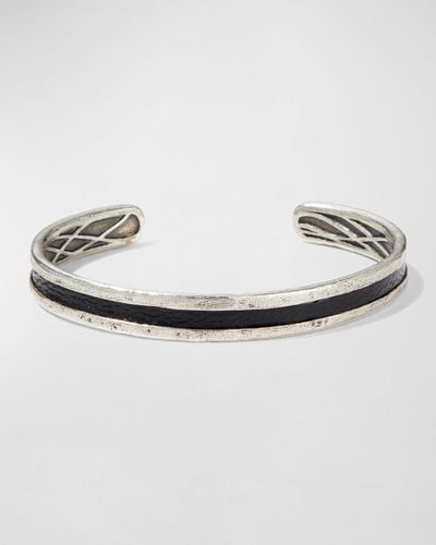 John Varvatos Sterling & Leather Cuff Bracelet - White