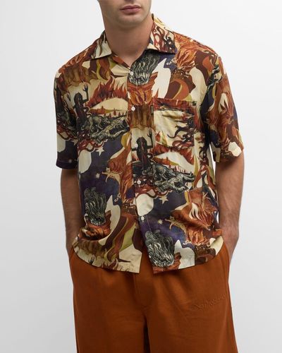 Aries Monster Hawaiian Shirt - Brown