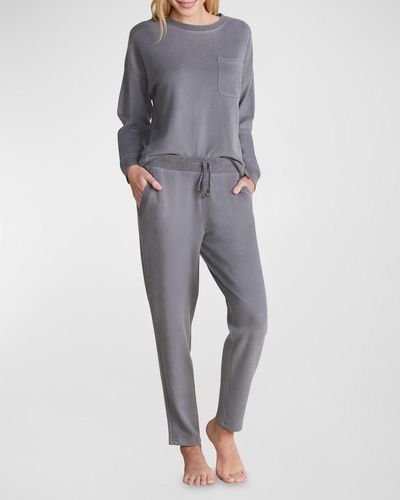 Barefoot Dreams Malibu Collection Brushed Fleece Pants - Gray