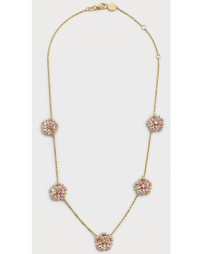 Tanya Farah Jasmine Bloom 5-station Small Pink Sapphire And White Diamond Necklace