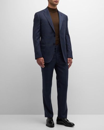 Emporio Armani Windowpane Wool Suit - Blue