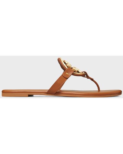 Tory Burch Metal Miller Soft Leather Sandals - Brown