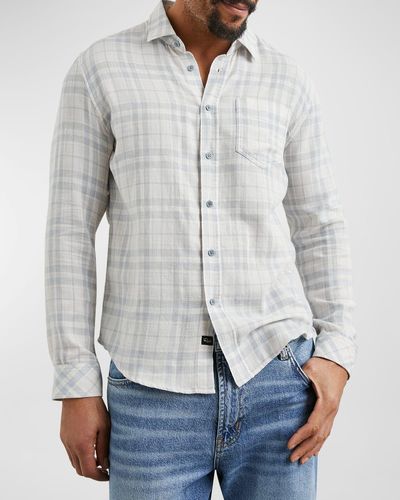 Rails Wyatt Cotton Stripe Button-Front Shirt - Gray
